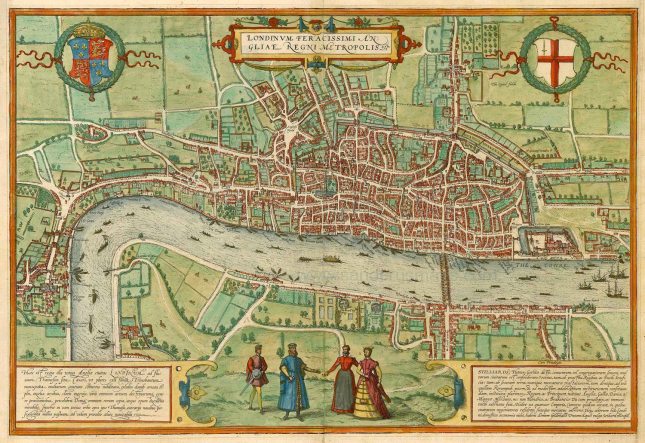 Antique map of London by Braun & Hogenberg