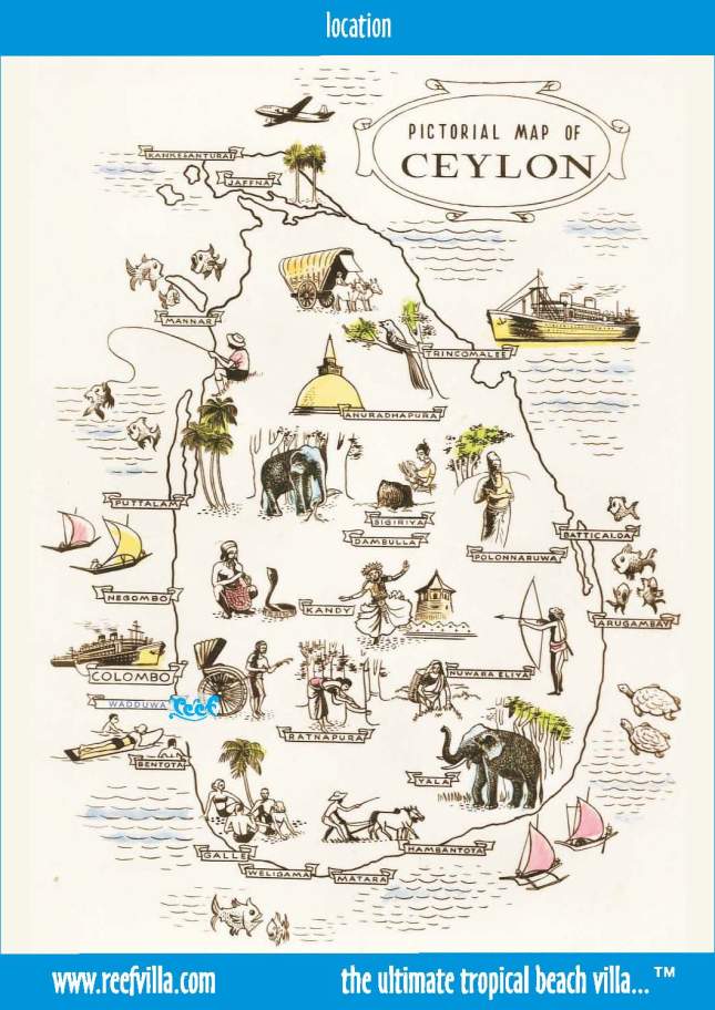Pictorial map of Ceylon (Sri Lanka)